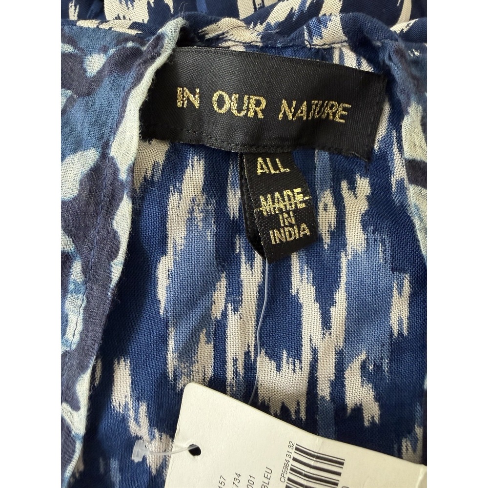 Anthropologie In Our‎ Nature Midnight Kimono Blue Ikat Viscose Size ALL NWT - Picture 9 of 11